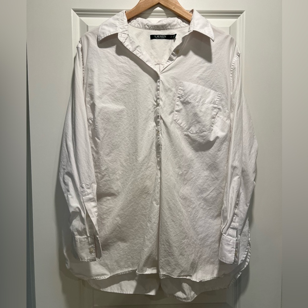 Lauren Ralph Lauren White Cotton Top 2X